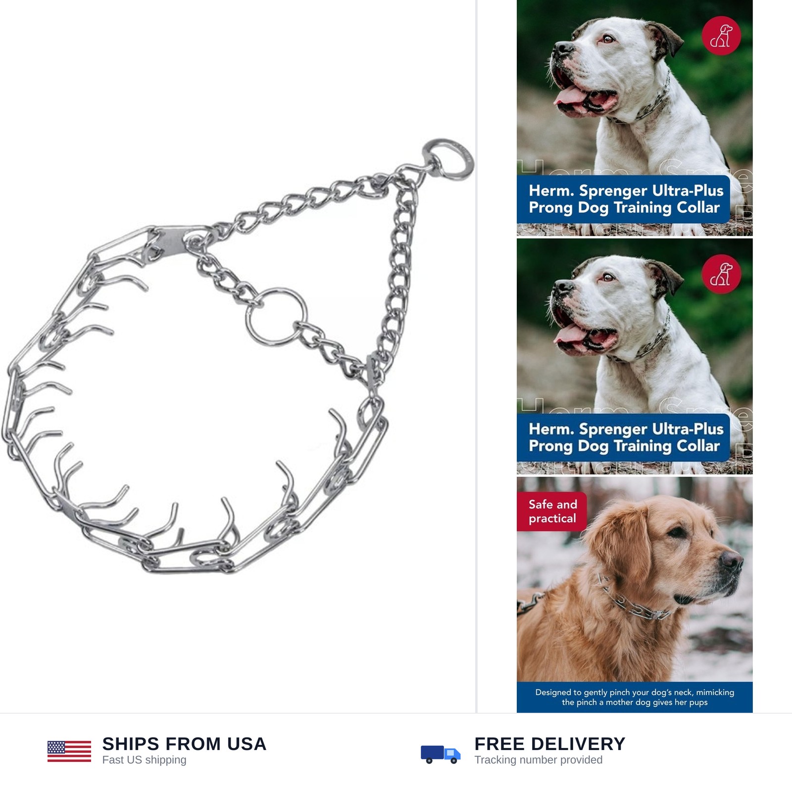 Herm Sprenger Ultra-Plus Prong Dog Training Collar, Chrome, 3.25 mm x 20″ Nec…