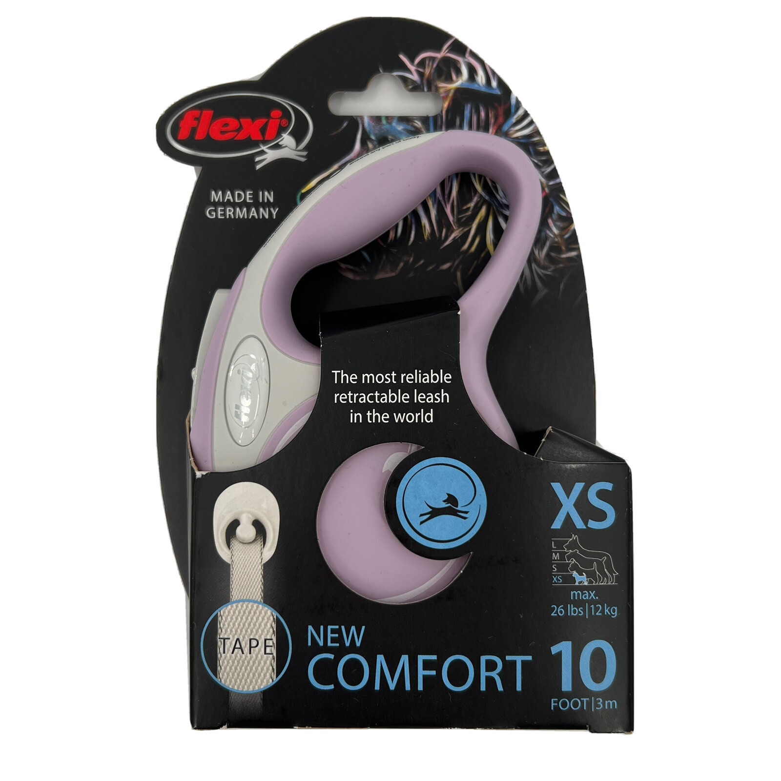 Flexi NEW Comfort Dog Leash Retractable Tape XS Pet 0-26 lb PURPLE/PINK 10 feet