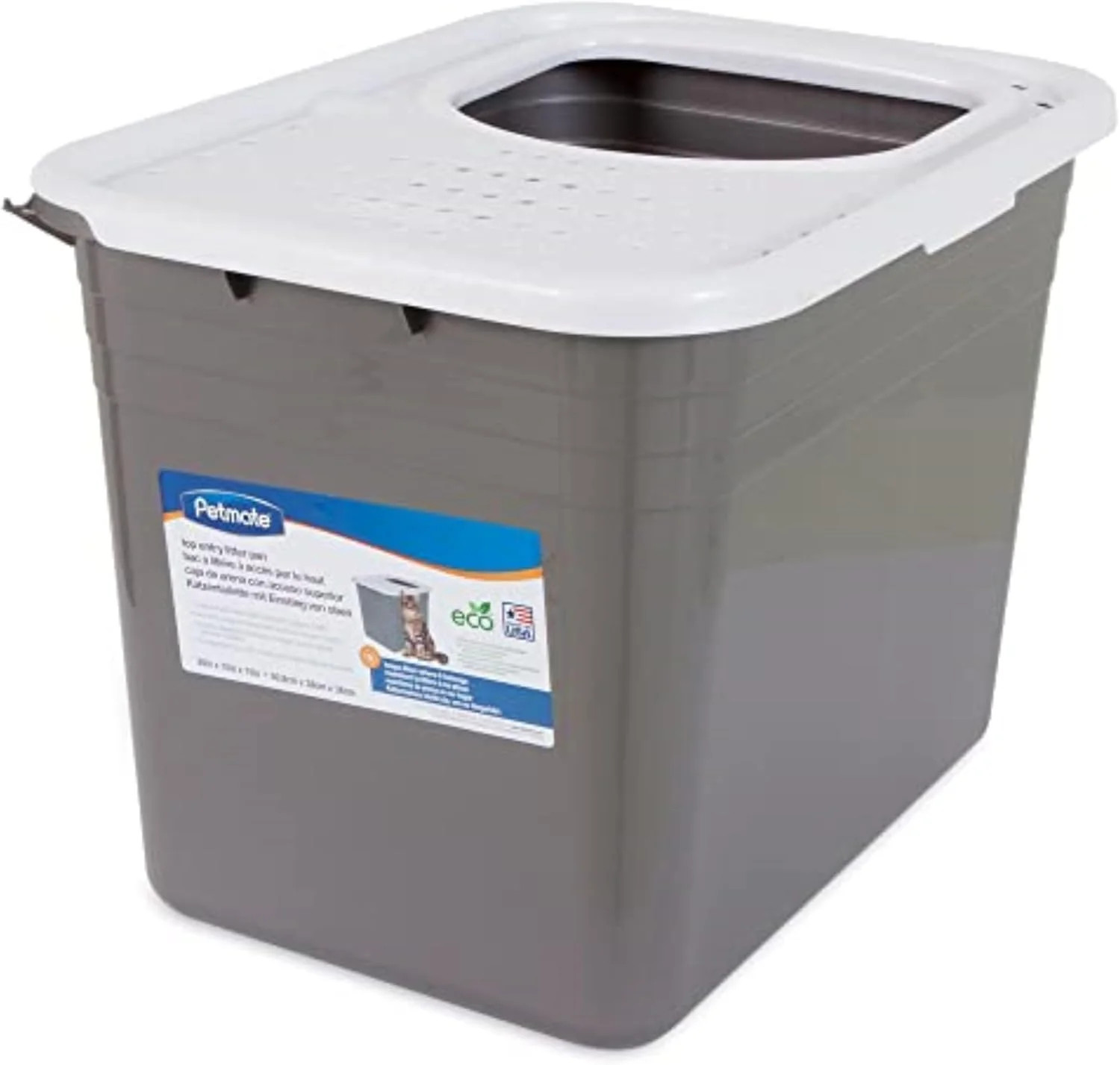 Covered Cat Litter Box Top Entry Large Enclosed Privacy Grated Lid USA Made