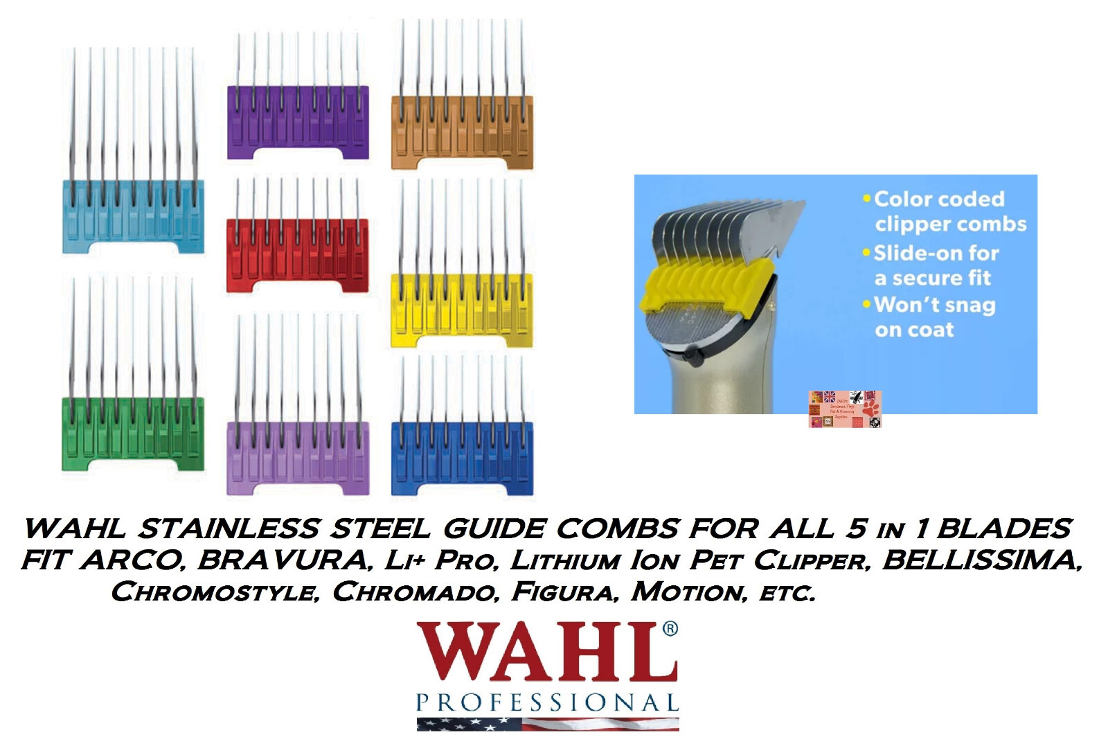 WAHL Stainless Steel Attachment GUIDE COMB For Motion Lithium Ion Cord/Cordless
