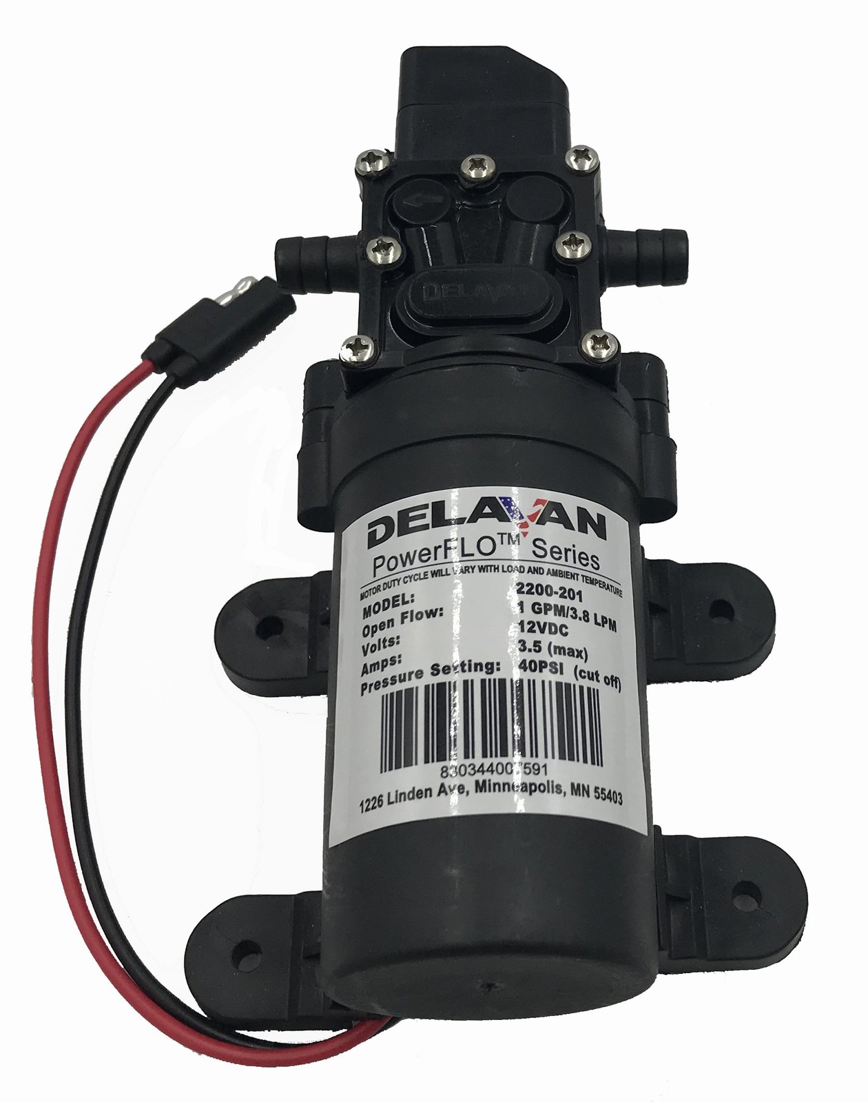 12V Diaphragm Water Pump 1.0 GPM Polypropylene Santoprene Fresh Water RV