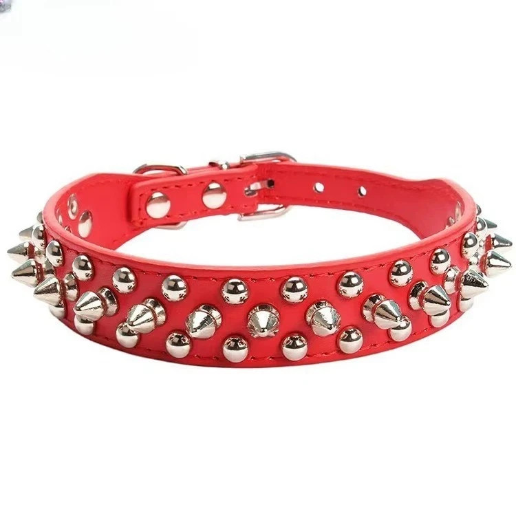 Spiked Studded Dog Collar Rivet Adjustable PU Leather Pet XS S M L XL 8 Color