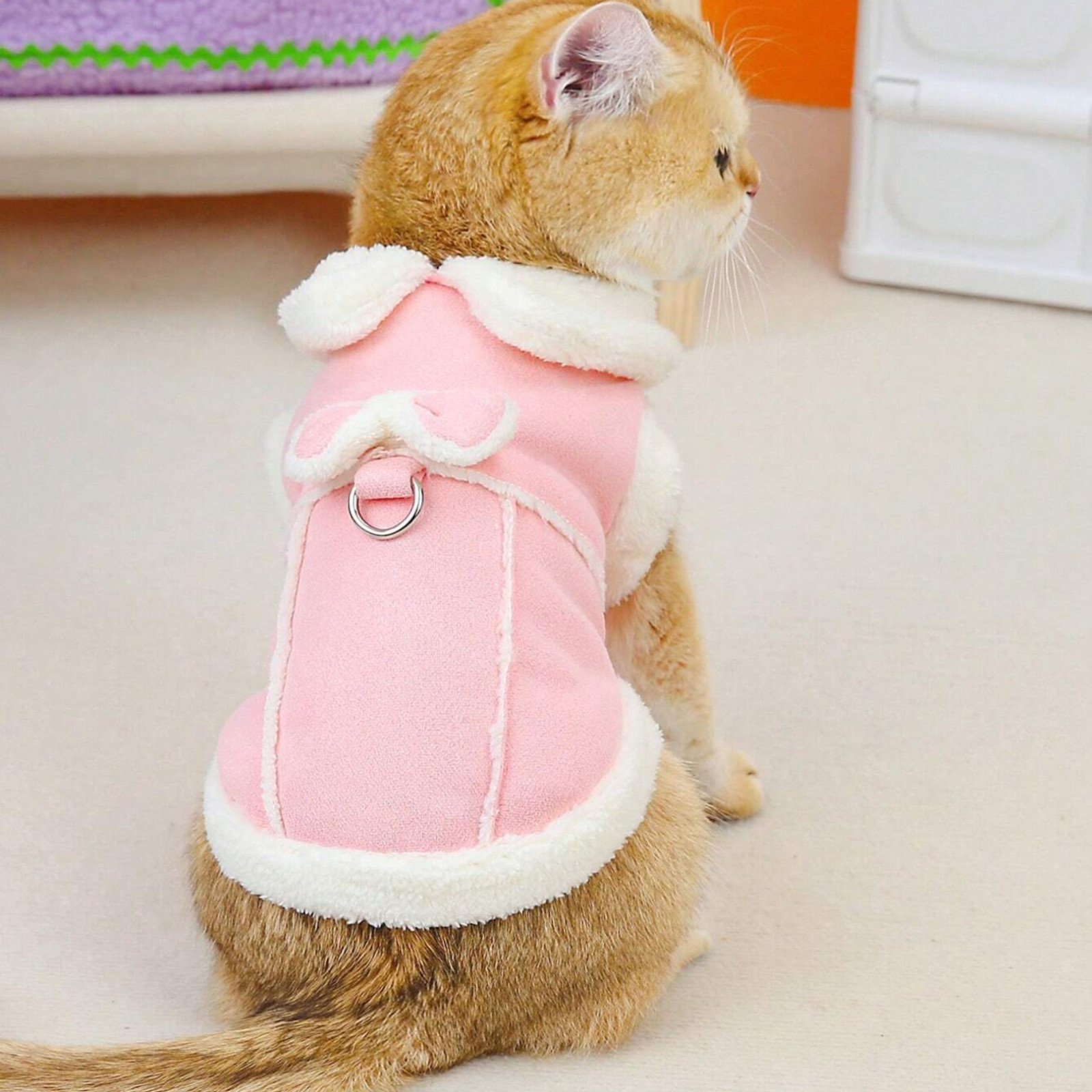 Pet Pink Lambs Wool Thickened Padded Windproof Cat & Dogs Coat for Autumn/Winter