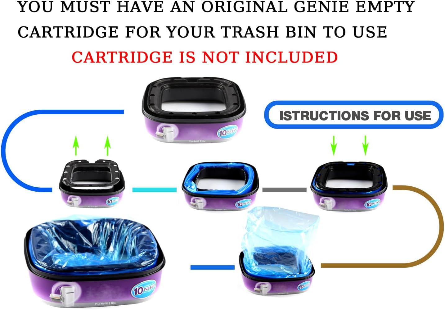 9 Pack Cat Litter Refills Bag Litter Pail Refills Cat for Litter Genie/Plus/Xl L
