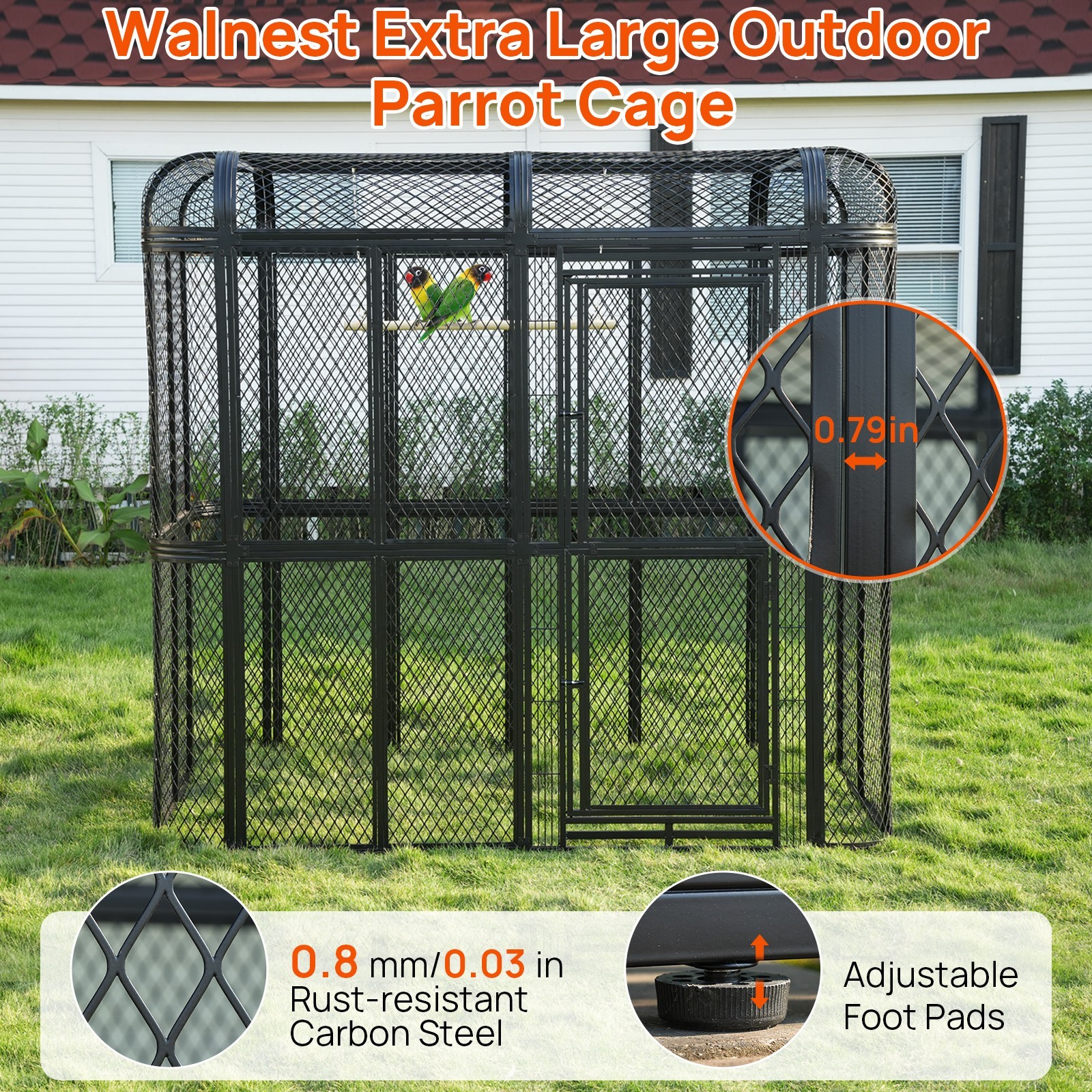 Slight Defect 77″ Large Walk-in Iron Flight Bird Cage Aviary Parrot Macaw Finch