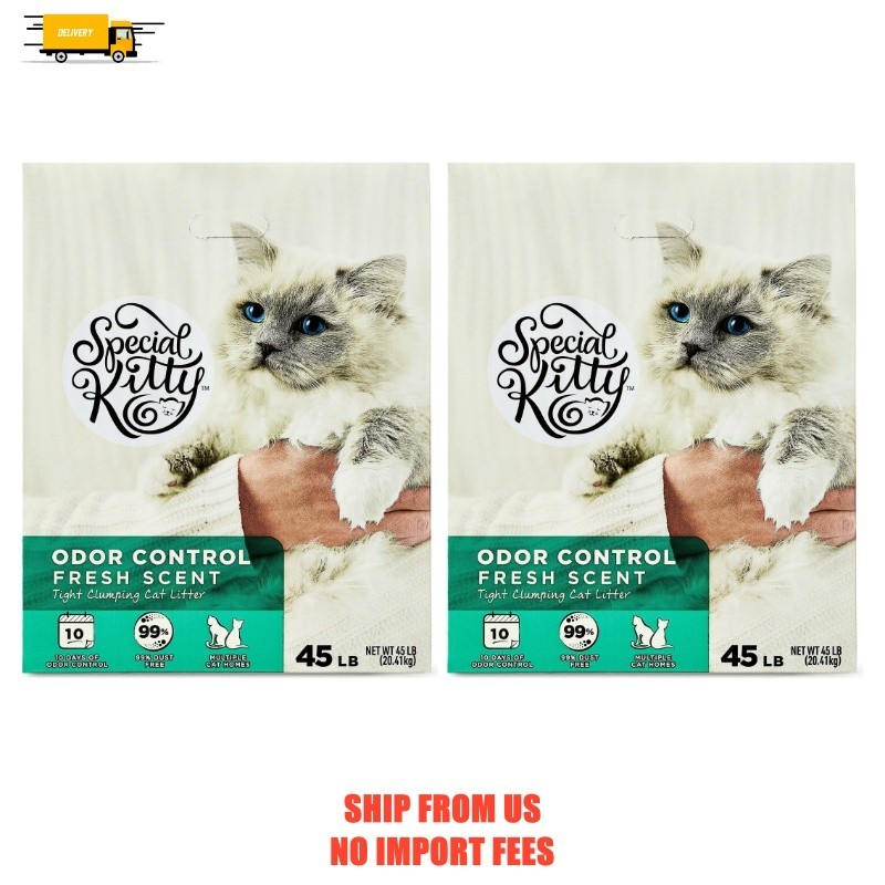 (2 pack) Special Kitty Clumping Clay Cat Litter, Fresh Scent, 45 lbs Box, 1 Coun