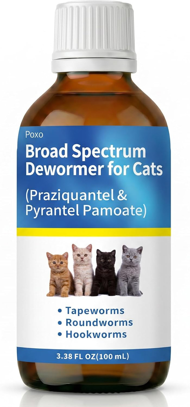 Cat Dewormer Liquid 100ml Praziquantel Pyrantel Kittens Broad Spectrum 6 Weeks+