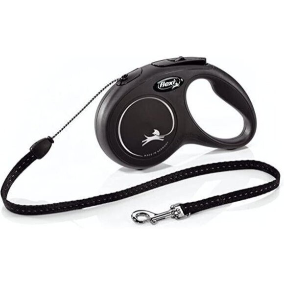 Flexi Classic Dog Leash Retractable Cord for SMALL Pet 0-26 lb BLACK 16 feet