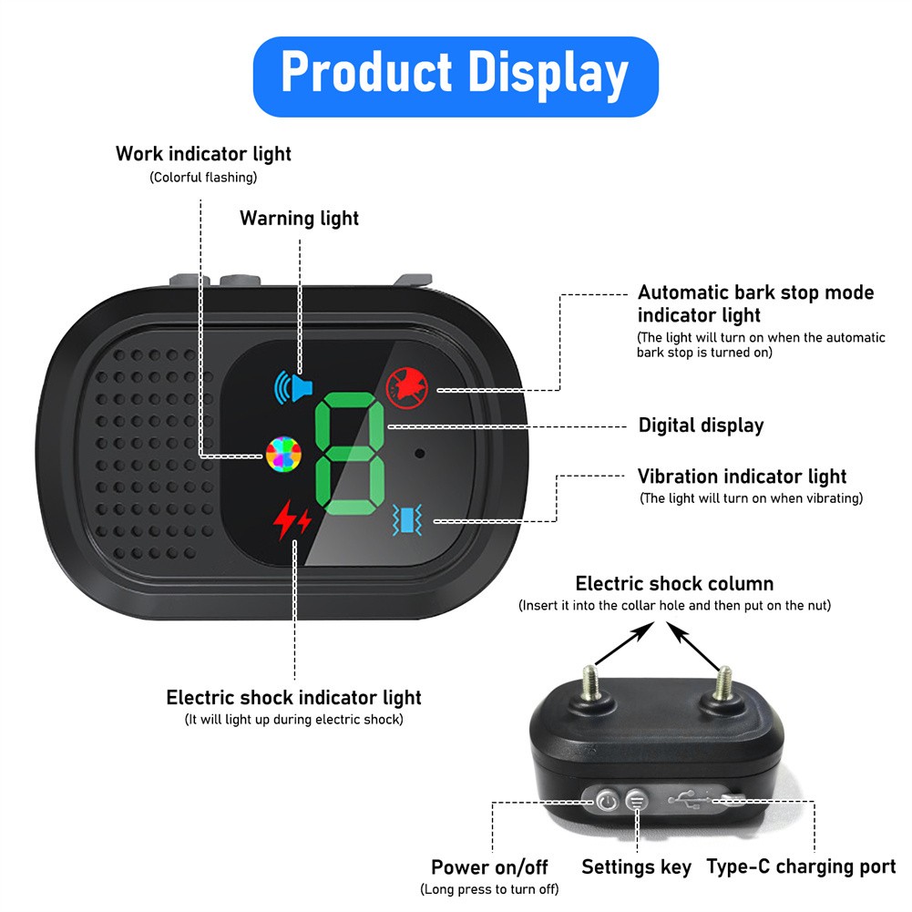 4900 FT Remote Dog Shock Training Collar Rechargeable Waterproof LCD Pet Trainer