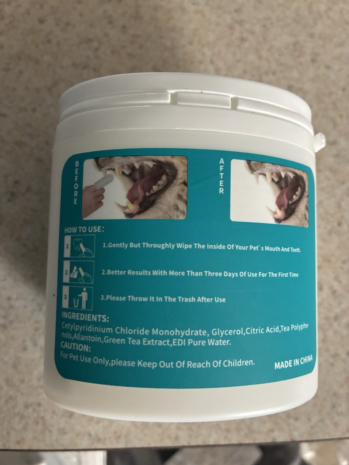 Pet Teeth Cleaning finger Wipes, 50 Count (Pack of 1) unscented exp 07/02/2027
