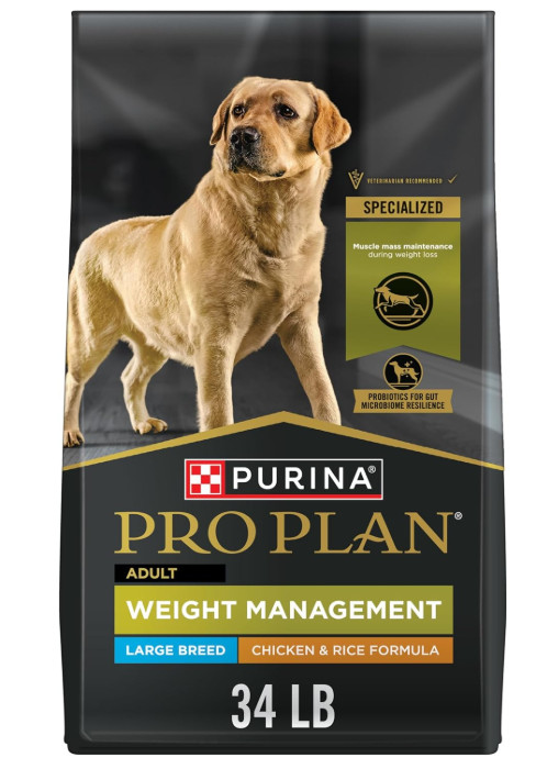 Purina Pro Plan Weight Management Dry Dog Food for Adults, Chicken & Rice, 34 lb