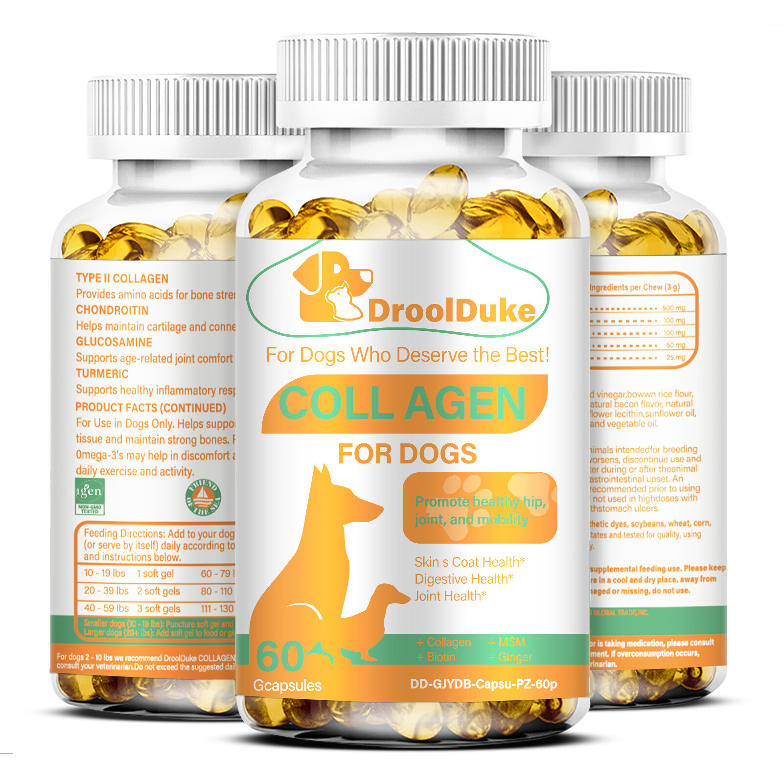 (3 Packs) Premium Collagen for Dogs – for Dogs Skin and Coat, Hip & Joint