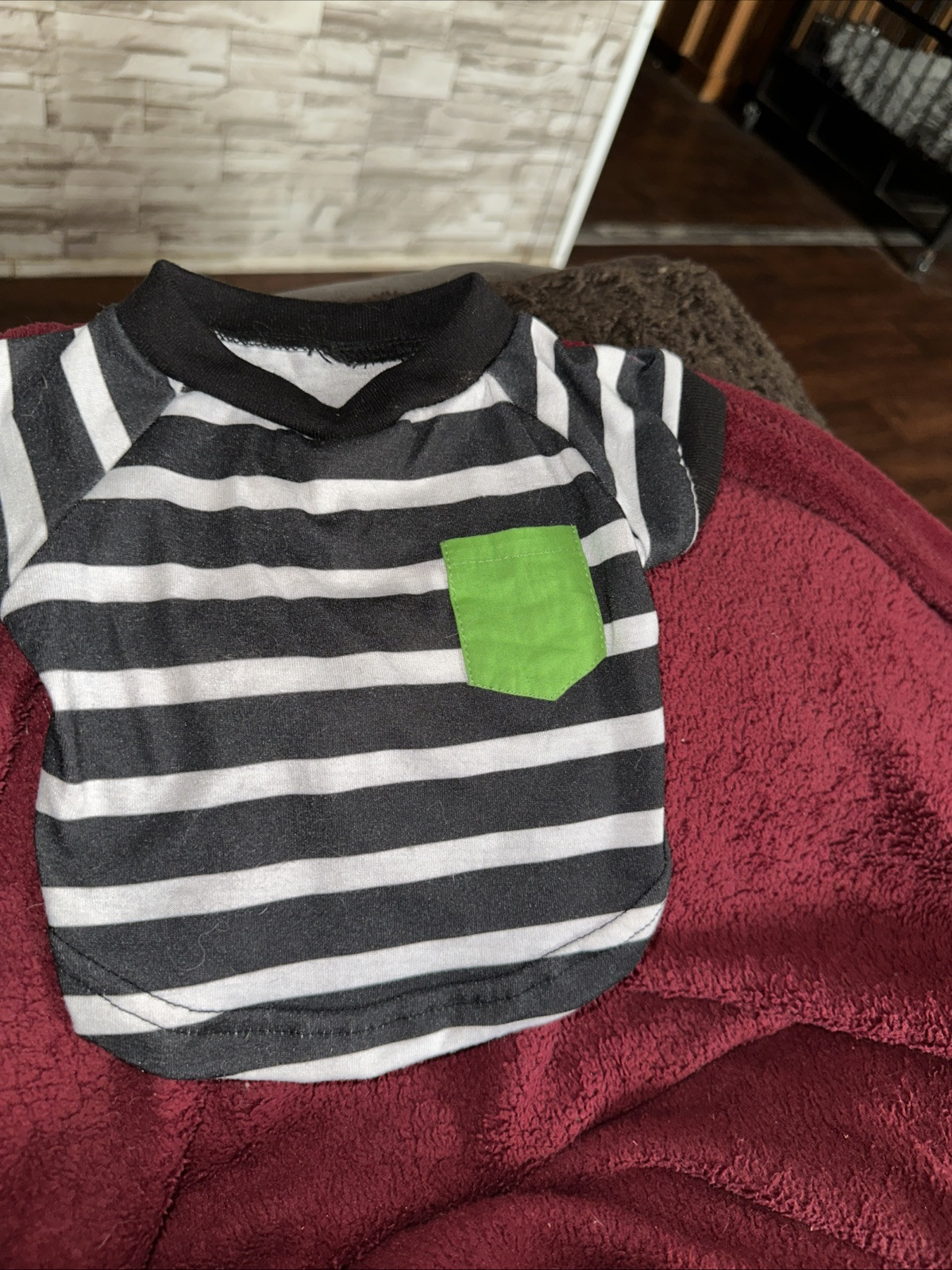 Unknown Maker Puppy/dog Black Stripe T Shirt Pull Over S 4-6 Lbs