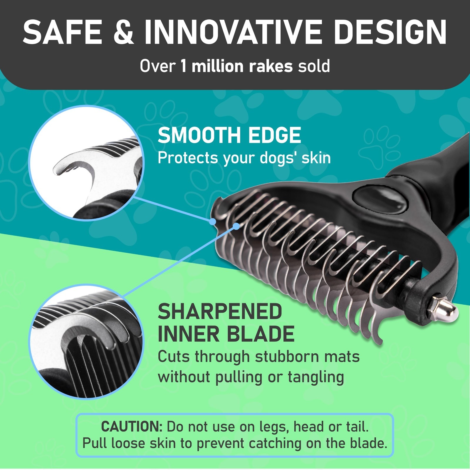 Double-Sided Dematting Brush for Dogs & Cats – Extra Wide Undercoat Rake, Reduce