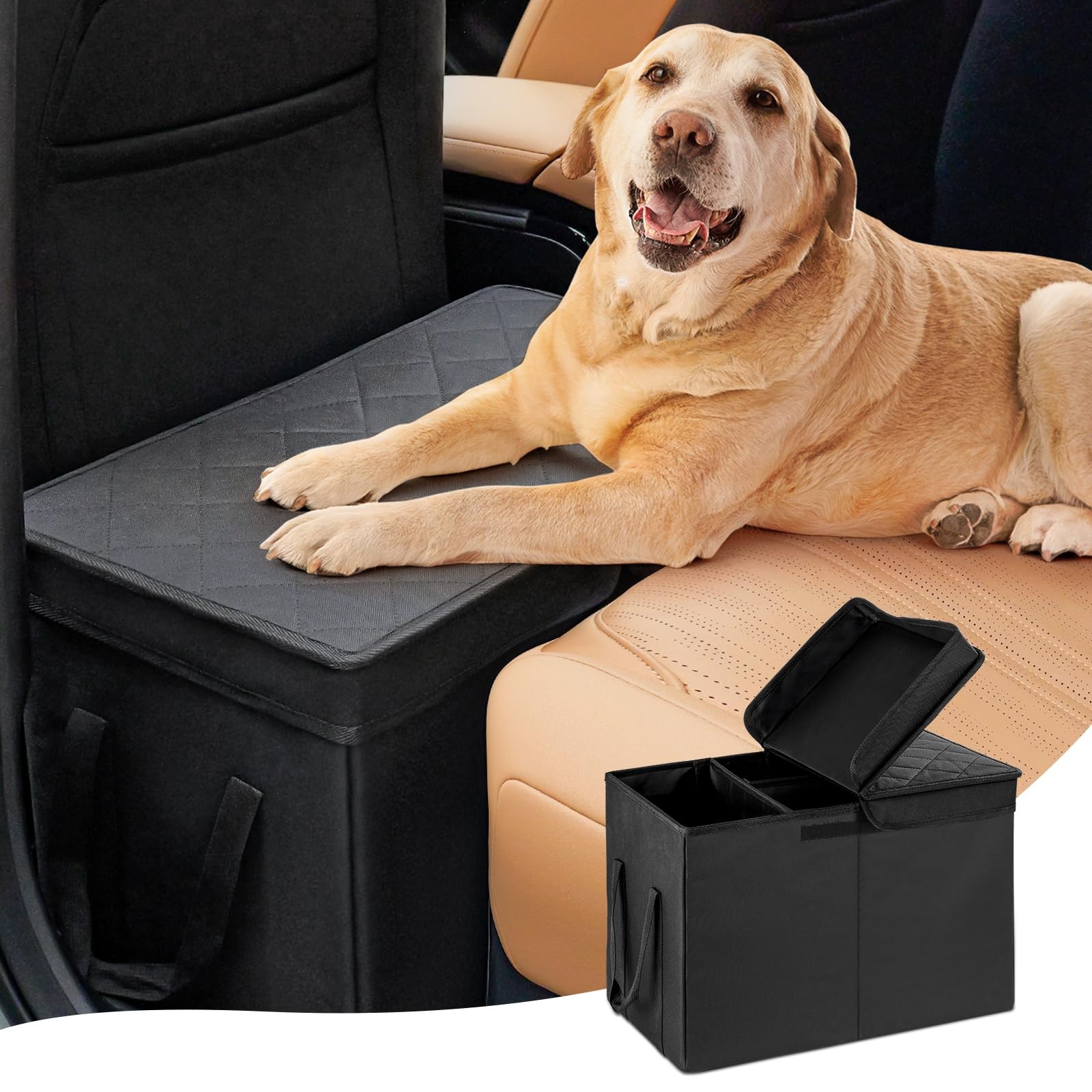 Dog Car Seat Extender 120 LB Capacity Back Storage Black 19.1×10.4×13 UNICITII
