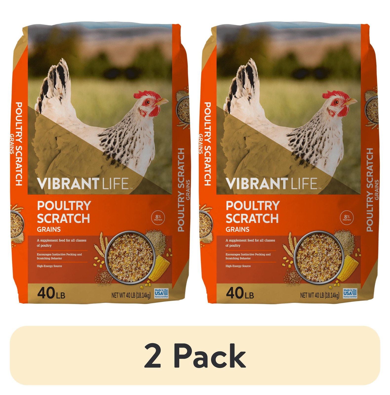 (2 pack) Poultry Scratch Grains, 40 lb Bag Fast delivery