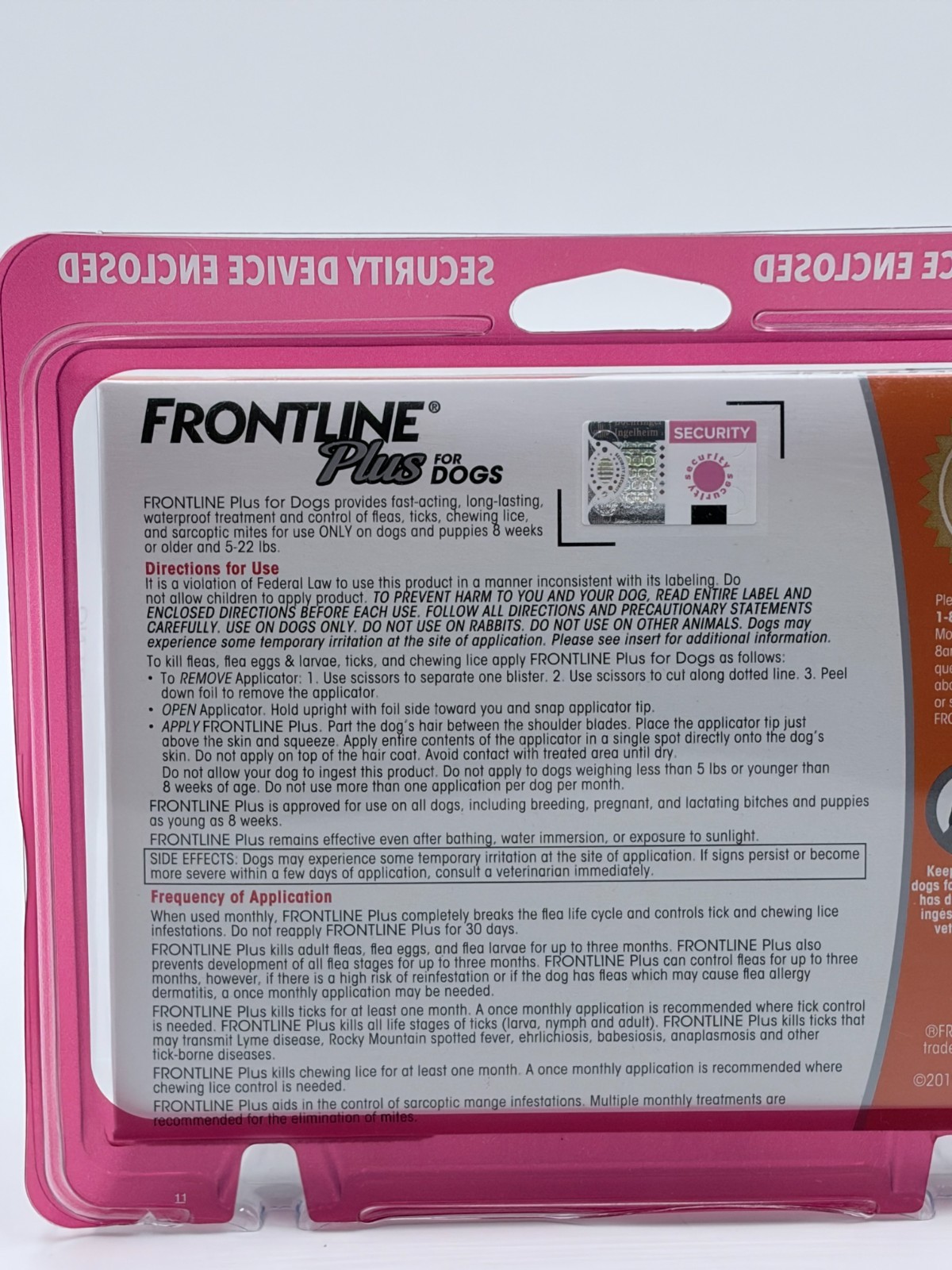 FRONTLINE Plus Flea & Tick Control For Dogs 5 – 22 Lbs. 6 – Doses – New Sealed