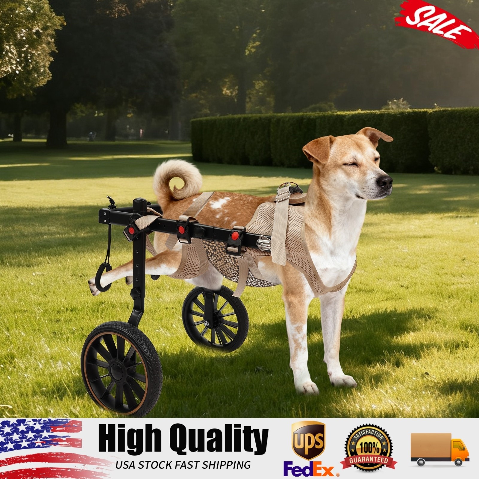 2-wheel Dog Wheelchairs for Back Legs Adjustable Pet Rehabilitation Walking Aid