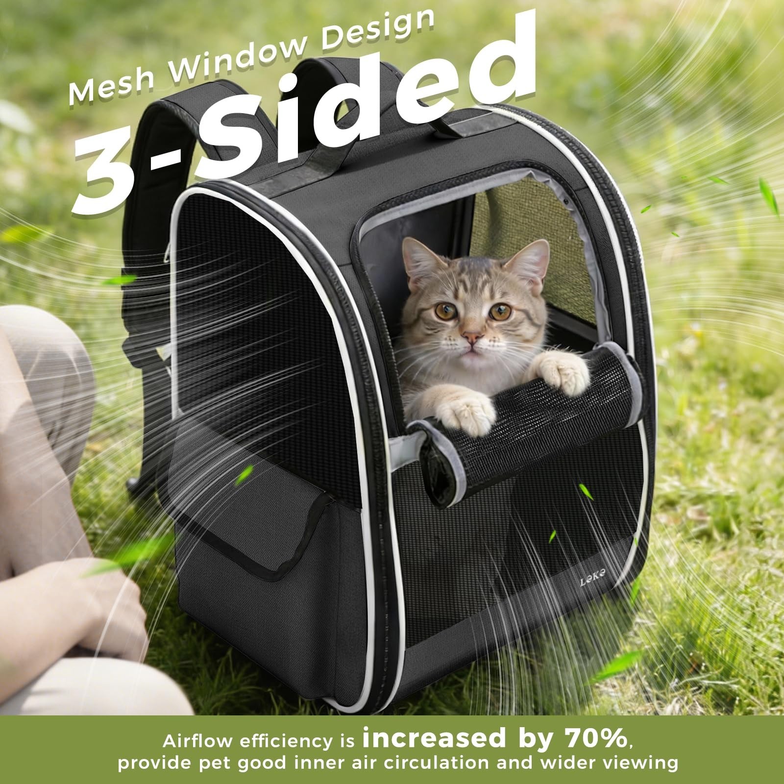 Pet Carrier Backpack for Small Medium Dogs & Cats up to 18 lbs, Breathable, Coll