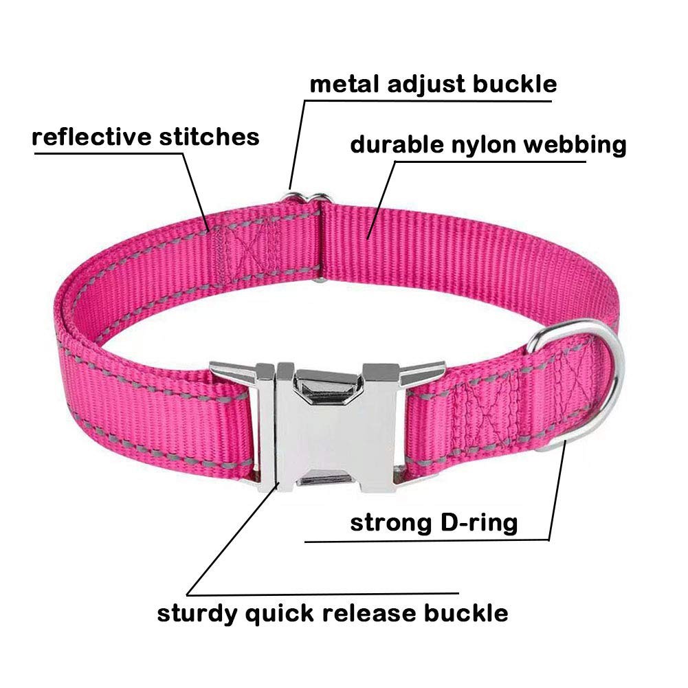 Love Dream Reflective Dog Collar Large: Width 1.0″,Neck 14.2″-23.6″, Pink