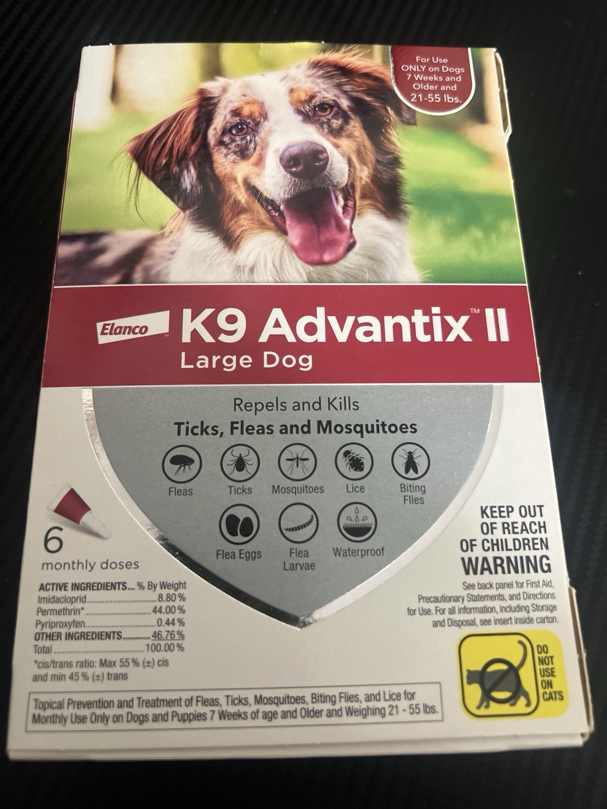 K9 Advantix II Flea Tick and Mosquito Prevention for Large Dogs 25-55lbs 6 Dose
