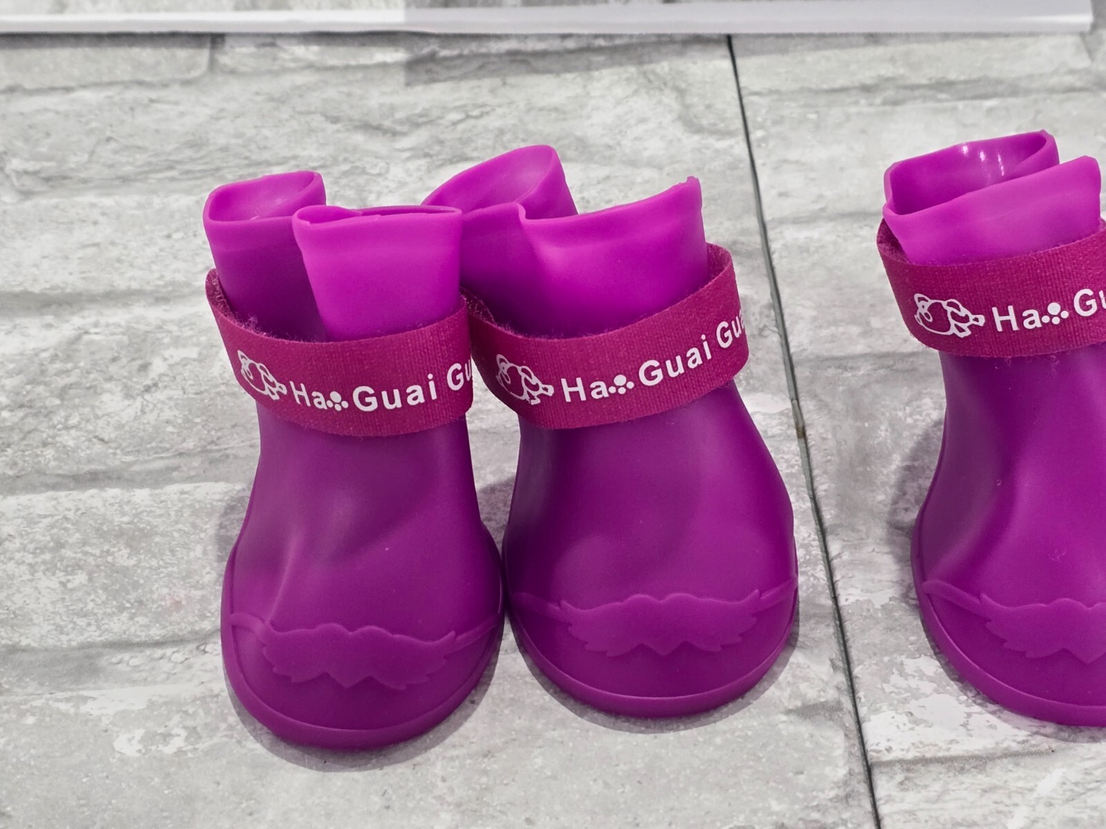 Ha Guai Guai Dog Boots Waterproof Anti Slip Pet Rain Shoes Purple XL