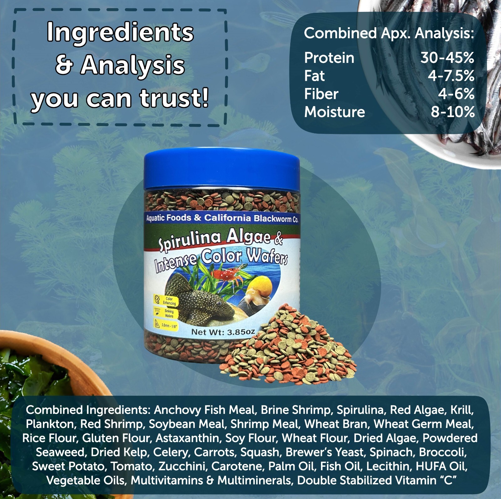 3.5mm Algae & Color Enhancing Sinking Wafer. FREE 12-Type Pellets & 4-Type Wafer