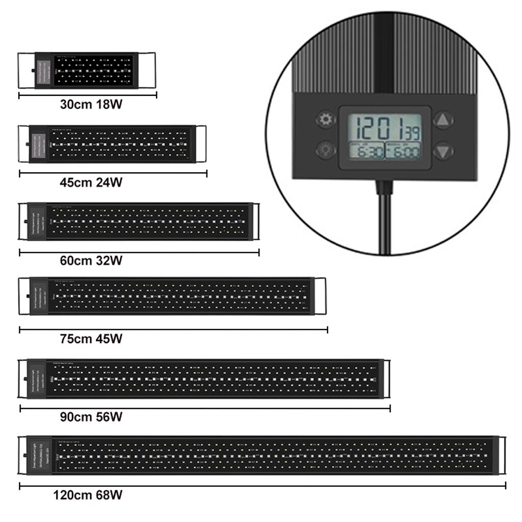 EverGrow LED Multi Color Aquarium Fish Tank Light Bar Extendable 18 24 30 36 48″