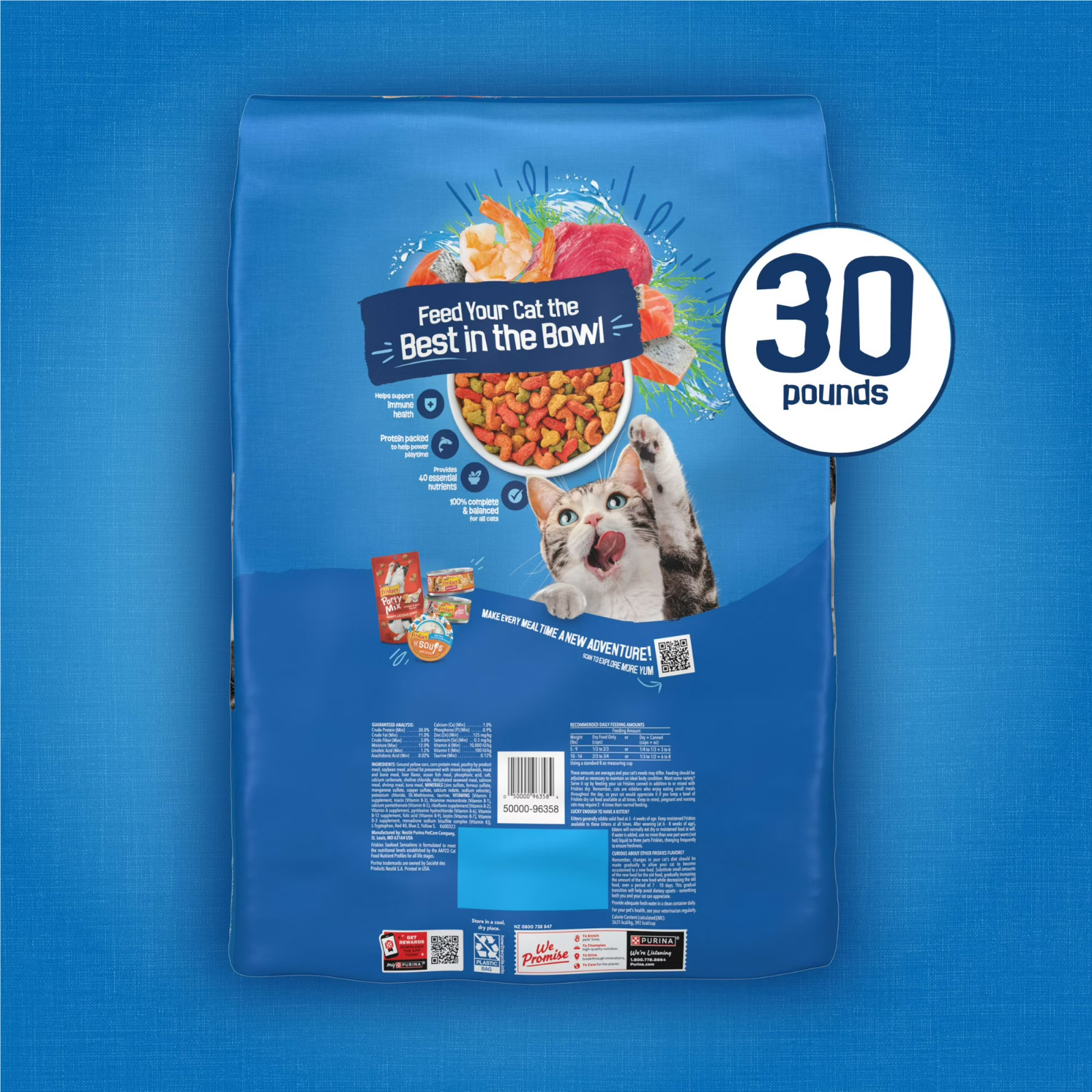 Purina Friskies Dry Cat Food Seafood Sensations With Salmon, Tuna, and Shrimp Fl