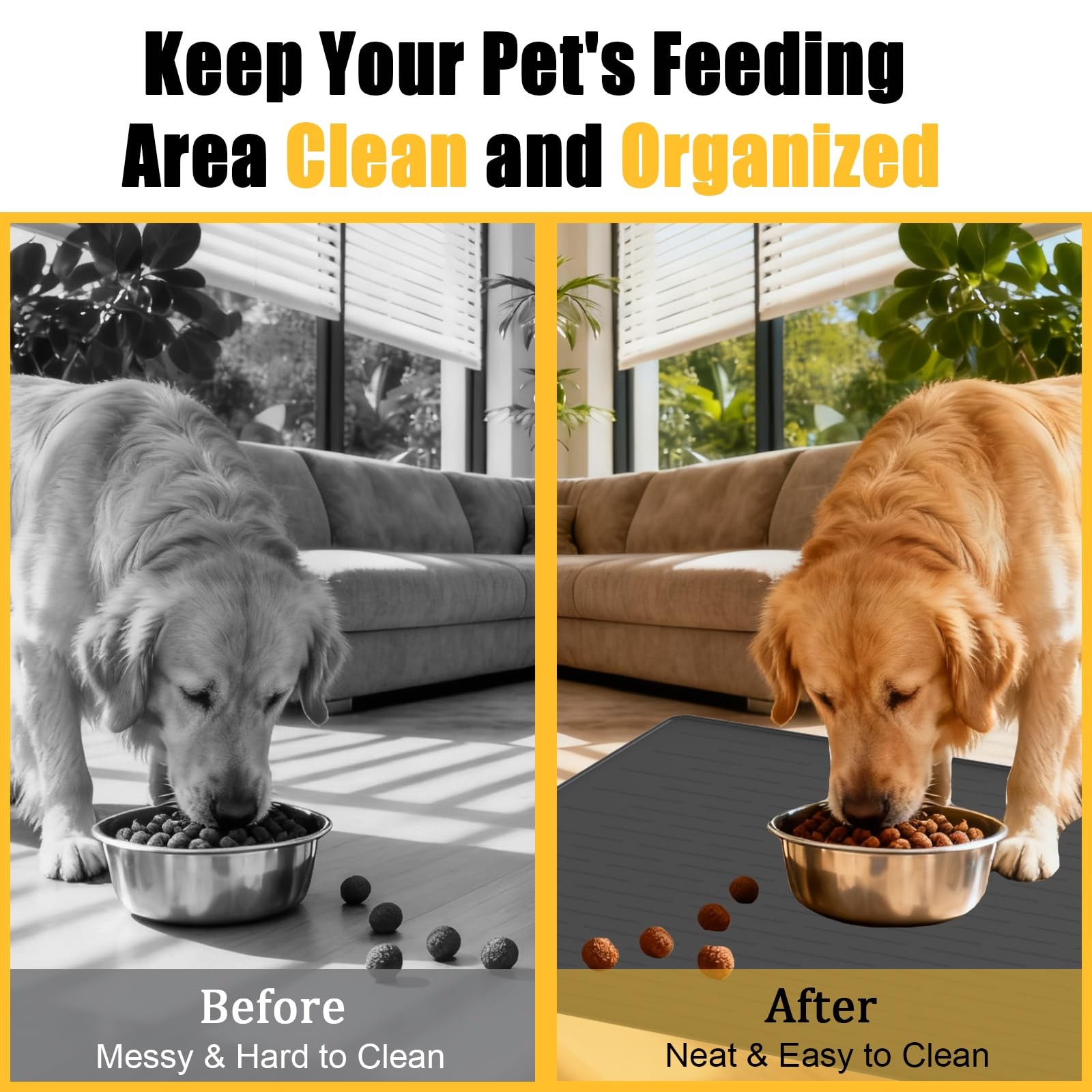 1.5MM Super Thick Dog Food Mat, 40″x30″ Silicone Dog and Cat Mats for Food an…