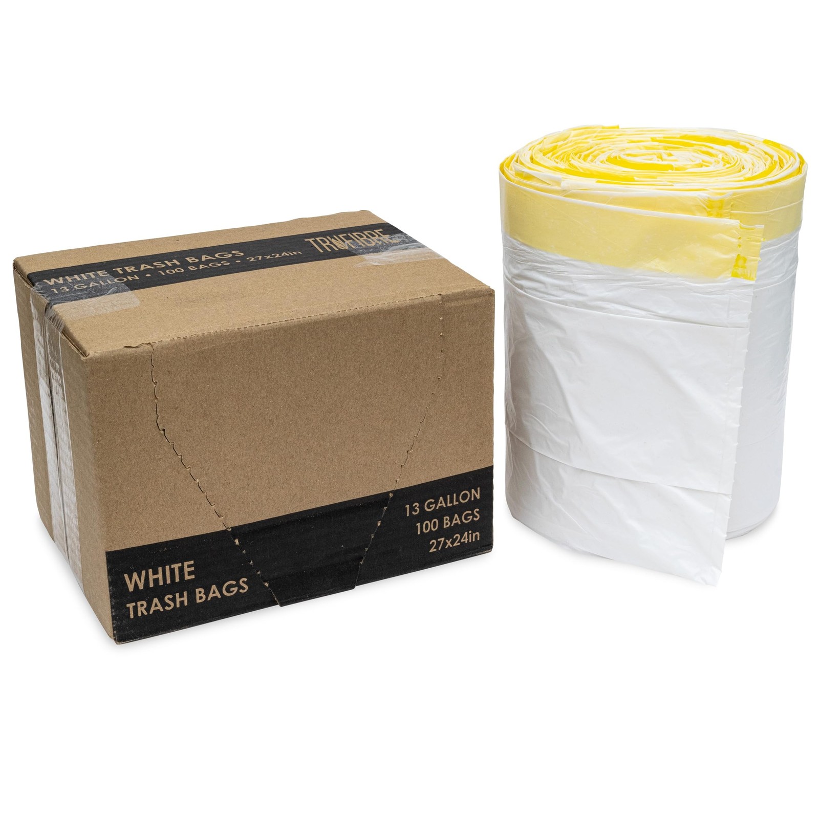 100 Count Medium Drawstring Kitchen Liners, 13 Gallon, 24×27 Inches for Home,…