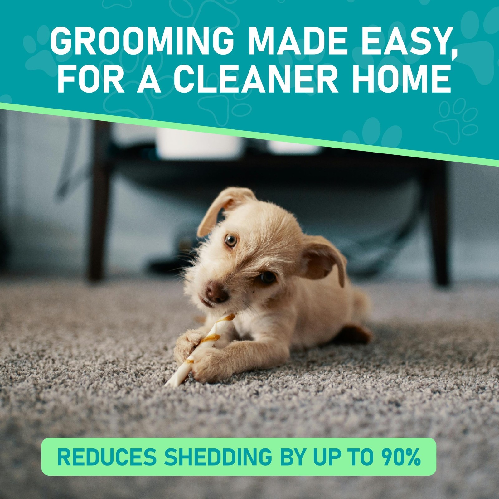 Double-Sided Dematting Brush for Dogs & Cats – Extra Wide Undercoat Rake, Reduce