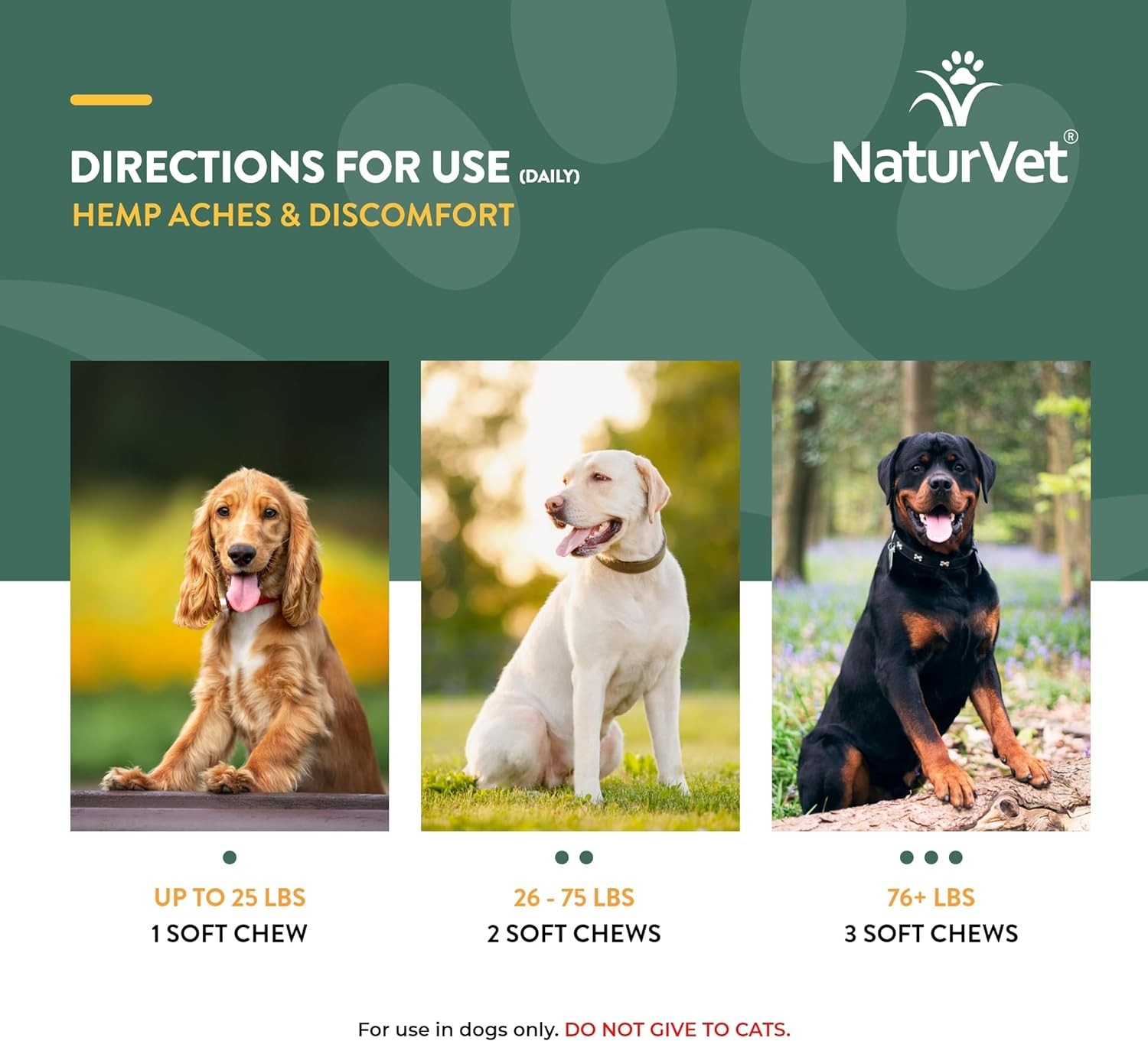 NaturVet Hemp Aches & Discomfort Plus Hemp Seeds for Dogs 60 Soft Chews