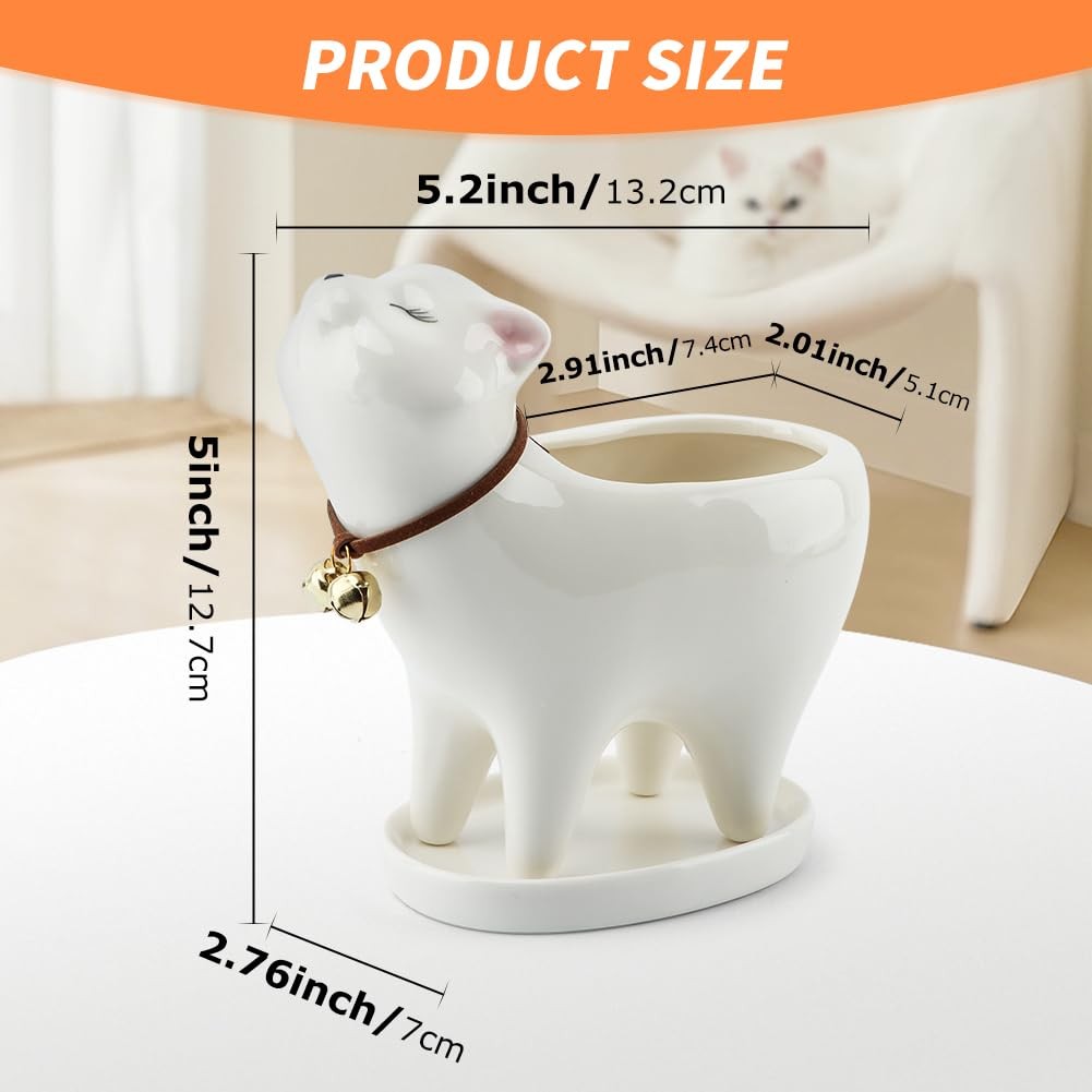 Unique Tailless Cat Little Planter Pot,Adorable free size, as picture show