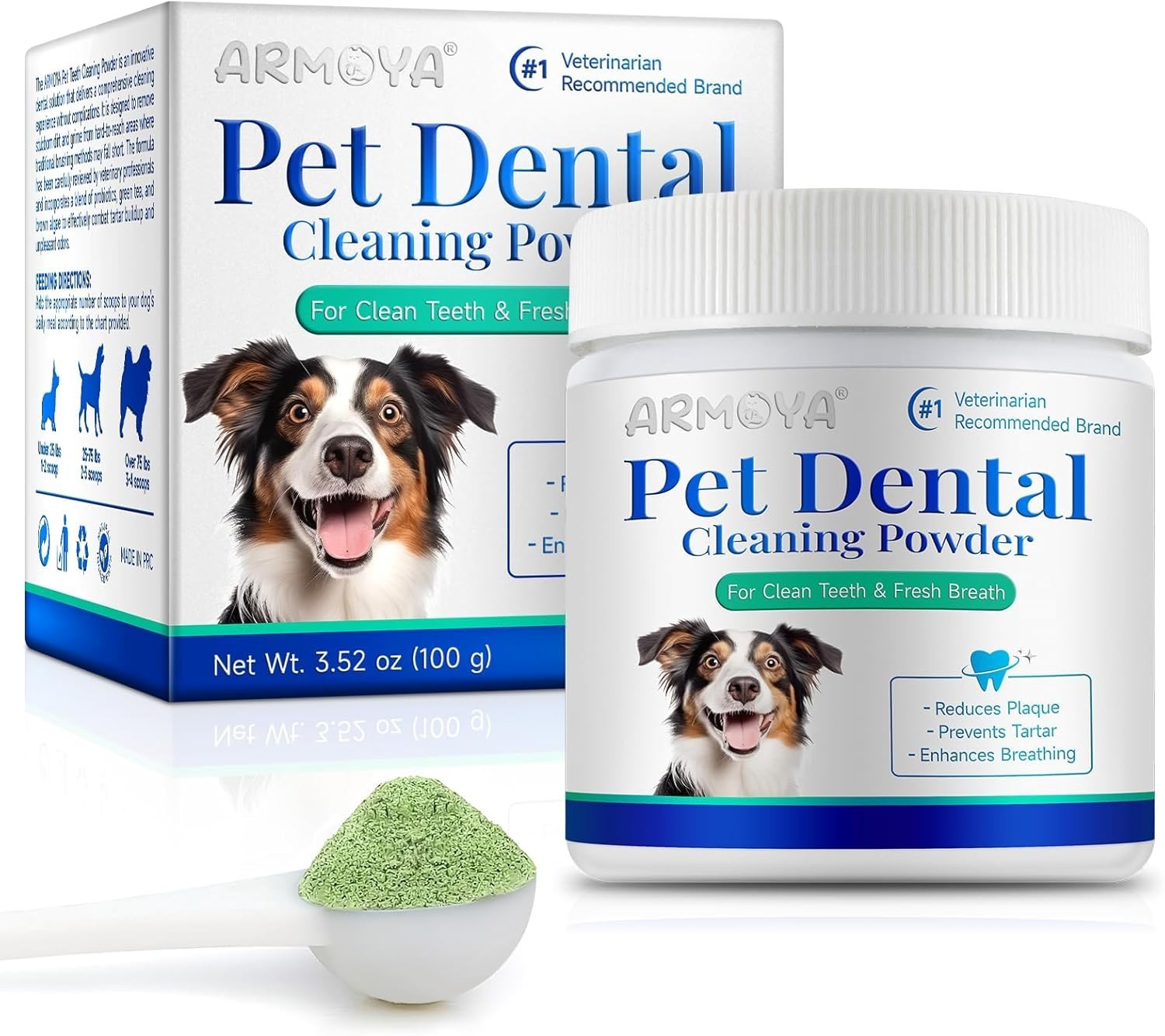 ARMOYA Dog Dental Powder for Fresh Breath and Healthy Teeth – 3.52 oz
