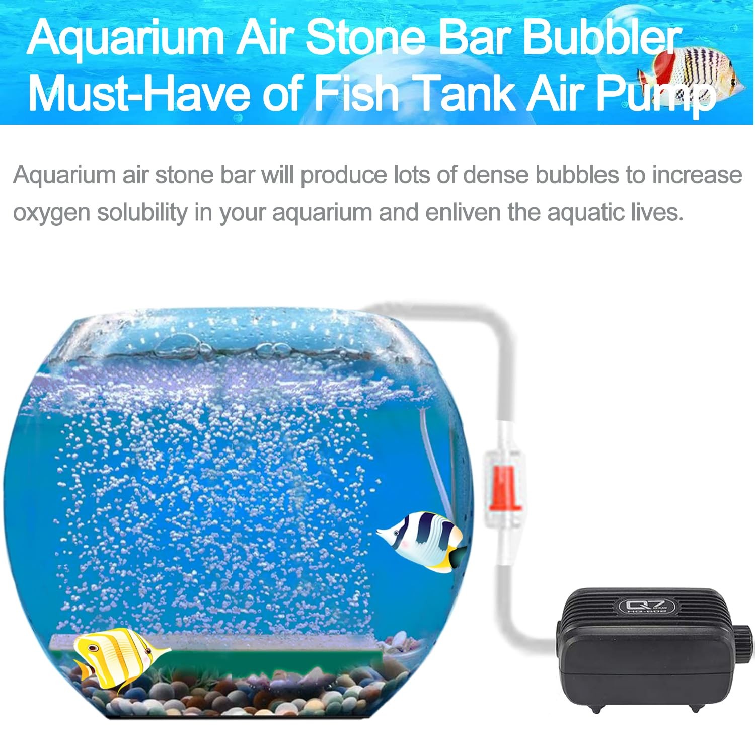 DeKago Aquarium Air Stones Bar 12 Inch 5PCS Blue