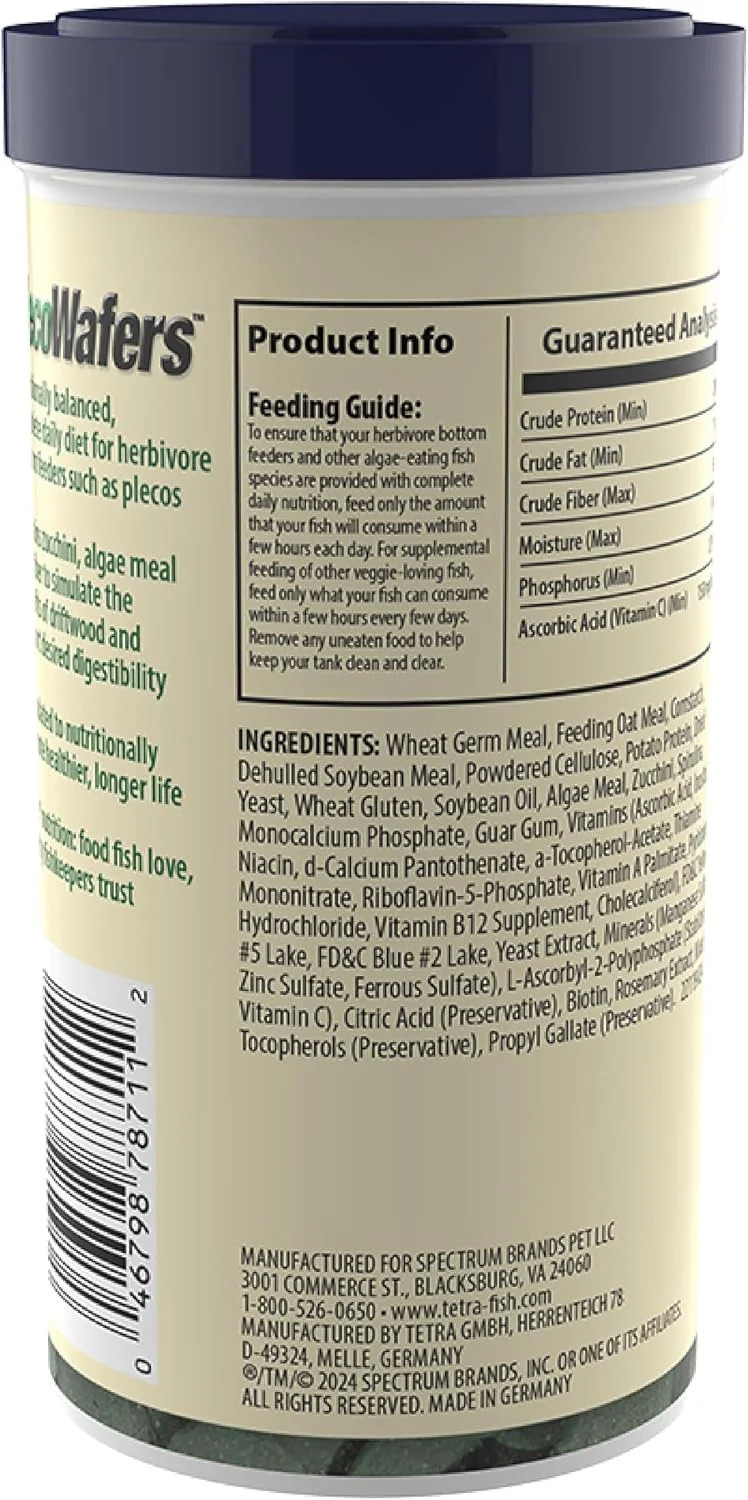 Tetra PlecoWafers for Algae-Eating Fish, 6.5 Ounces, Complete Daily Diet for Her