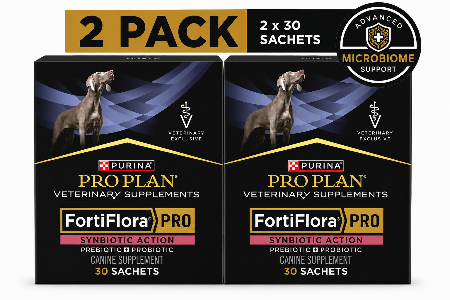 2 PACK Purina FortiFlora PRO Plan Veterinary SYNBIOTIC DOG Supplement 60 Sachets