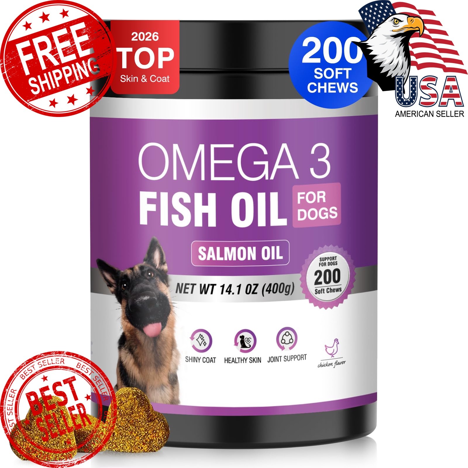 TTLXRL Fish Oil Dog Allergy Chews 200ct