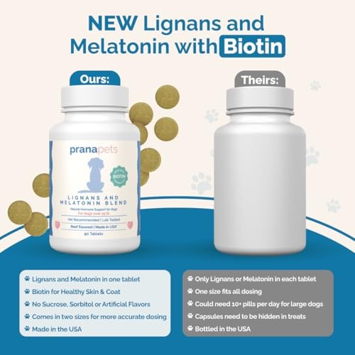 PranaPets Lignans & Melatonin Supplement for Dogs up to 25 lbs – Supports