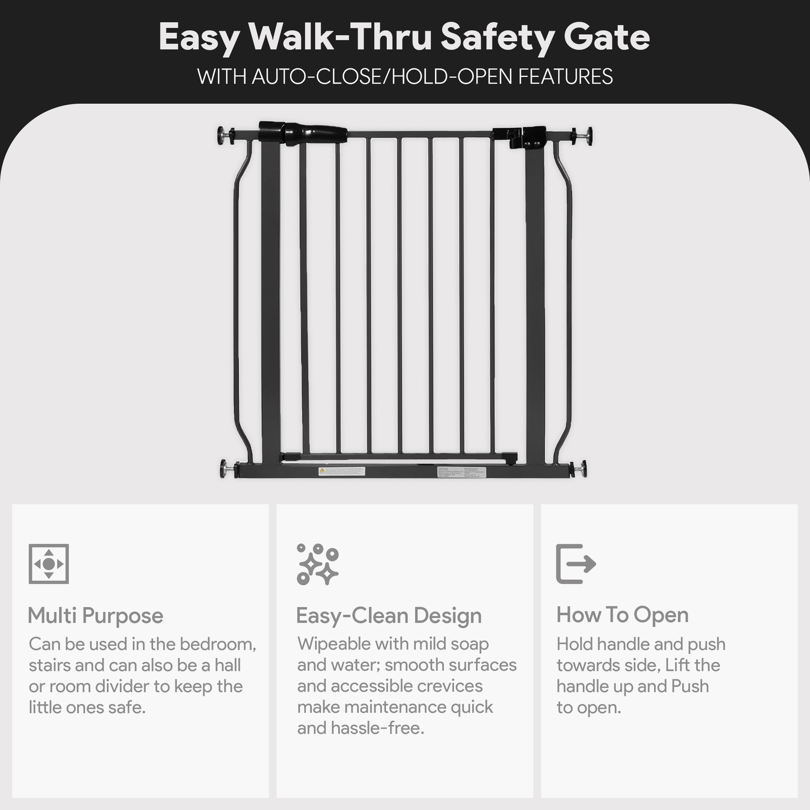 BalanceFrom Walk-Thru Safety Gate, 29.1-33.8″W, 30″H, Graphite (Open Box)