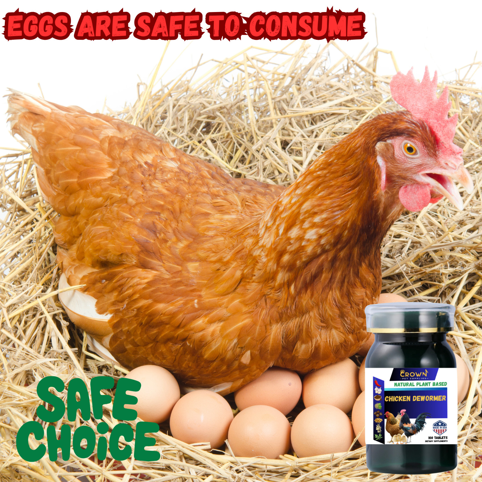 Dewormer Tablets Safe Consumption Eggs All Natural For Chickens & Poultry Birds