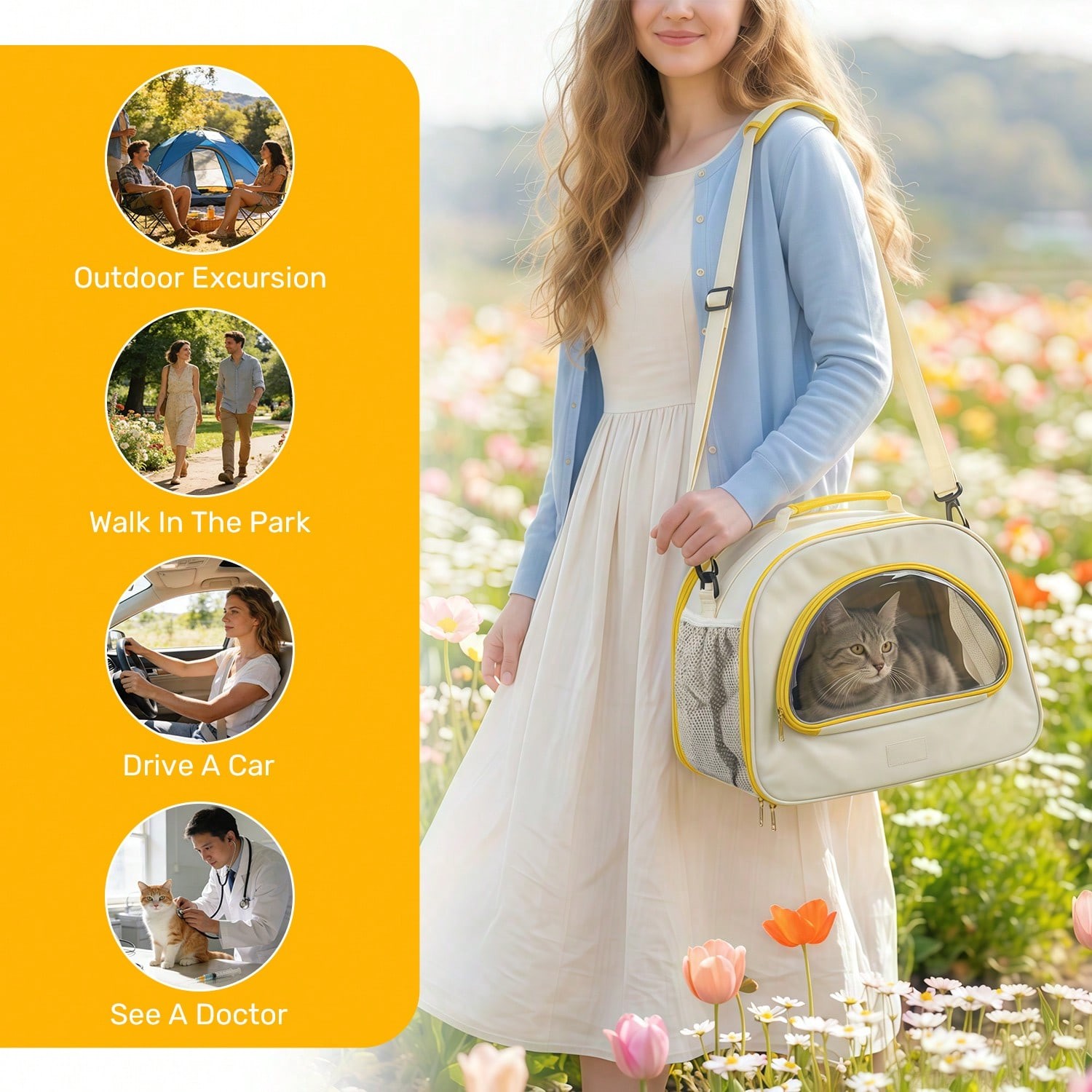 Breathable Mesh Pet Carrier Bag Portable Comfort Handbag for Small Dogs & Cats