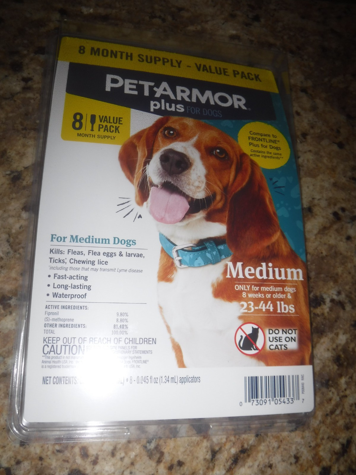 Pet Armor plus for dogs 23-44 lbs. 8 Months Supply