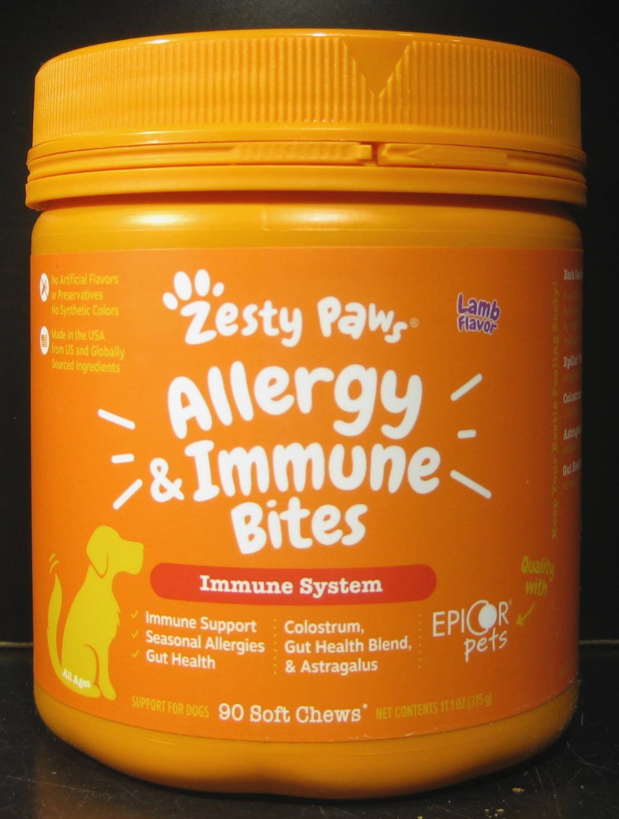 Zesty Paws Allergy Immune Bites Supplement for Dogs 90 Chews Best By 12/ 2026+