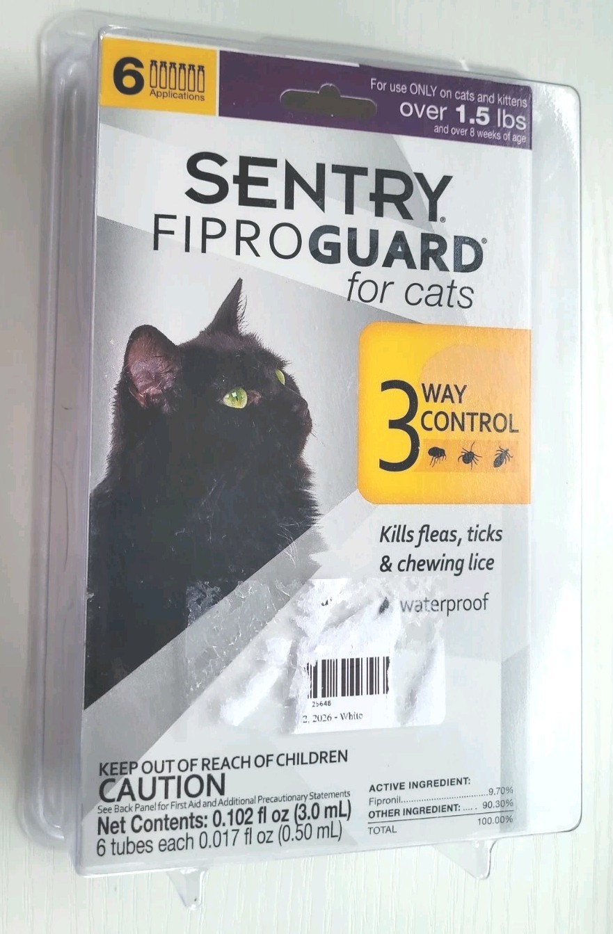 Sentry Fiproguard Flea and Tick Topical Drops for Cats 6 Doses Treatment Control