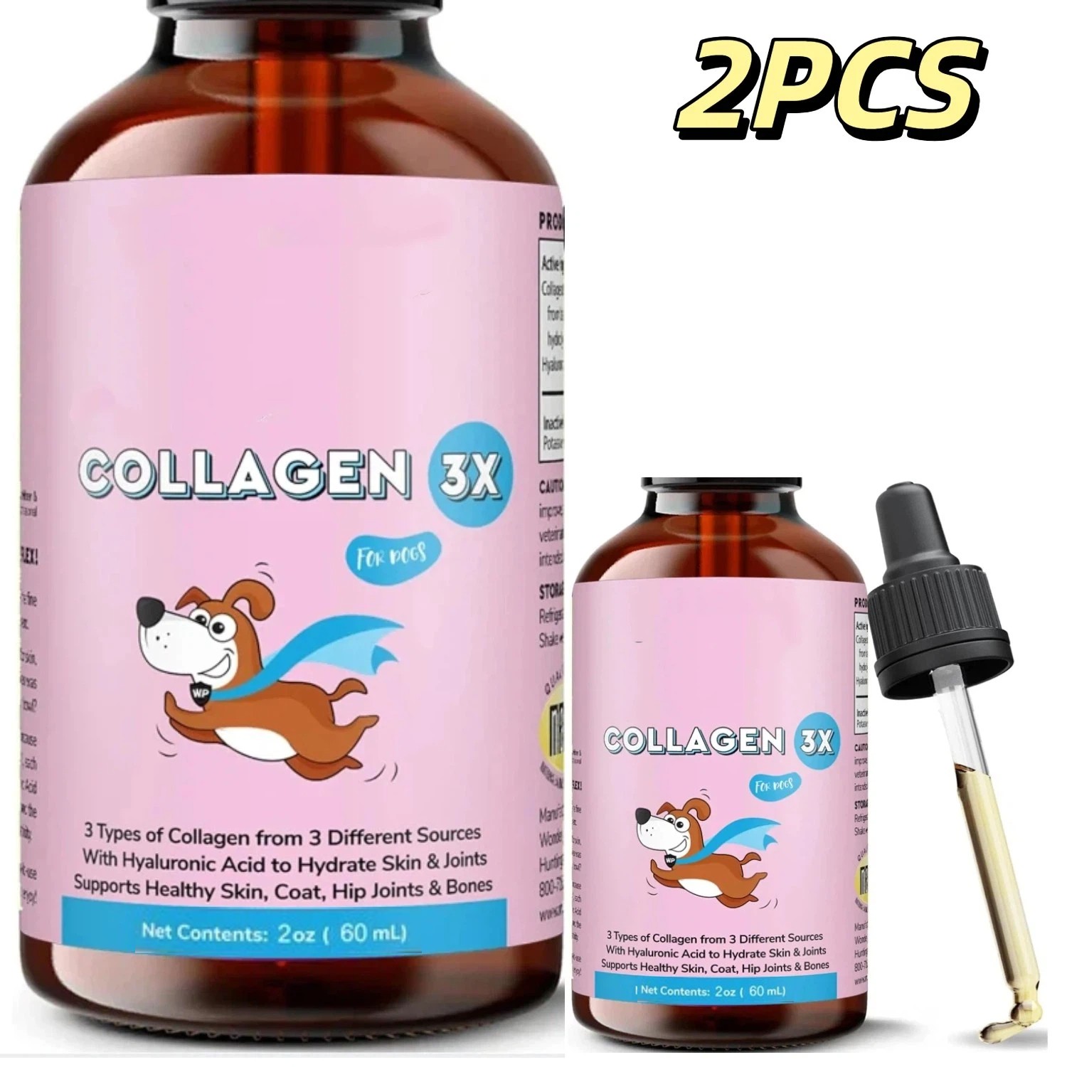 2X Premium Collagen for Dogs – Liquid Collagen for Dogs with Hyaluronic Acid