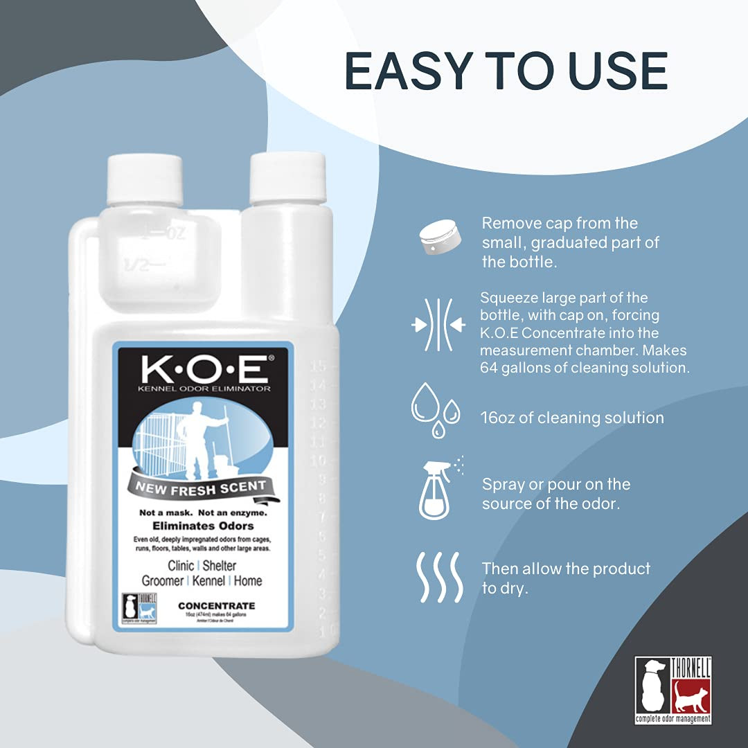 K.O.E Kennel Odor Eliminator Concentrate – for Cages, Runs & More – for Home & K