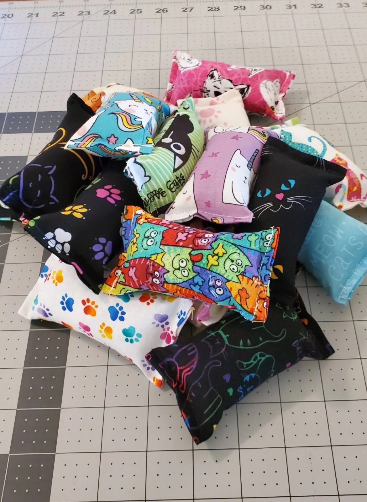 Mini Handmade Cat/Kitten Catnip Toy, Organic Catnip, Cat Gift, Value Bag Of 10