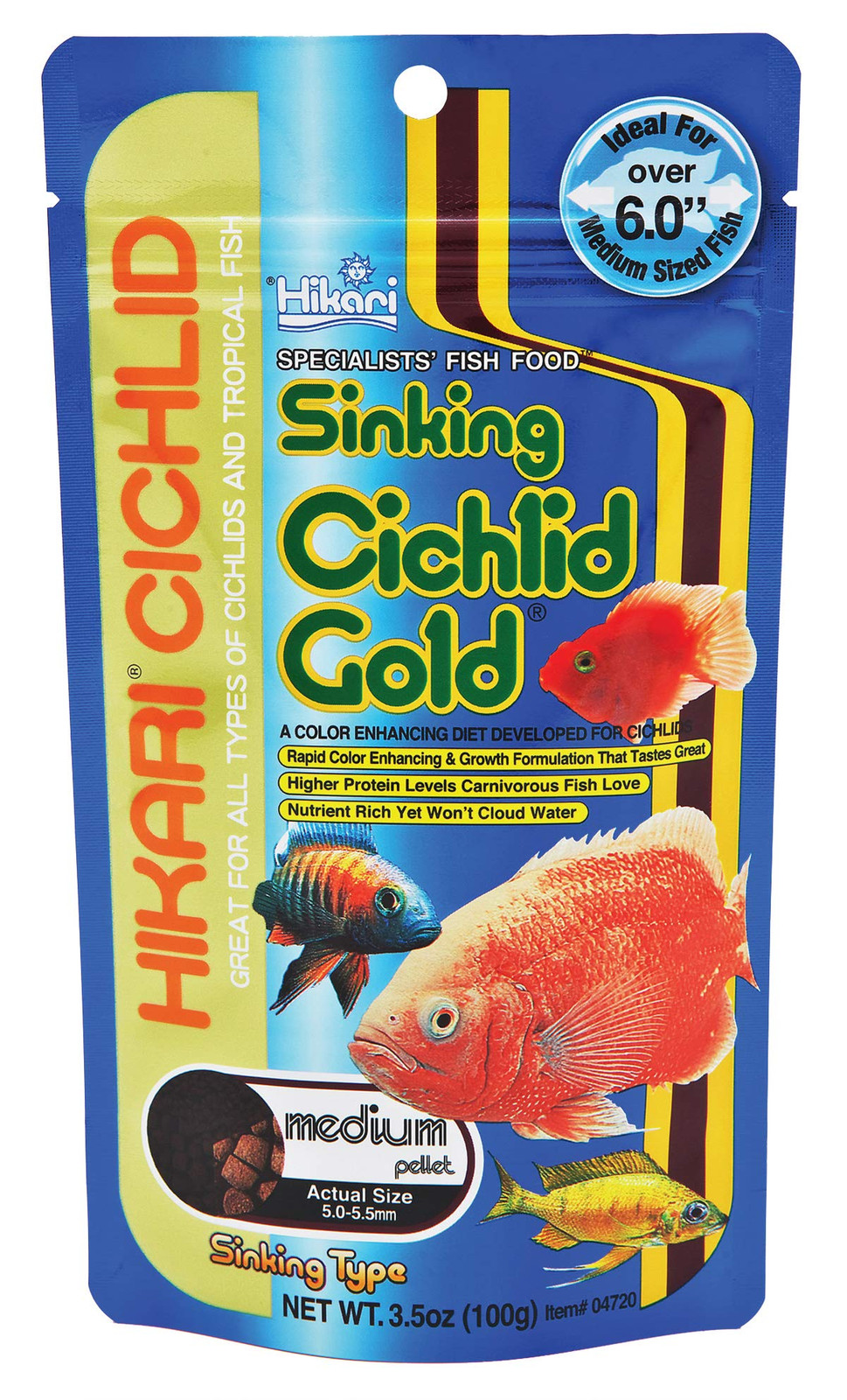 Target 3.5 Ounce Sinking Pellets for Larger Tropical Fish High In Astaxanthin